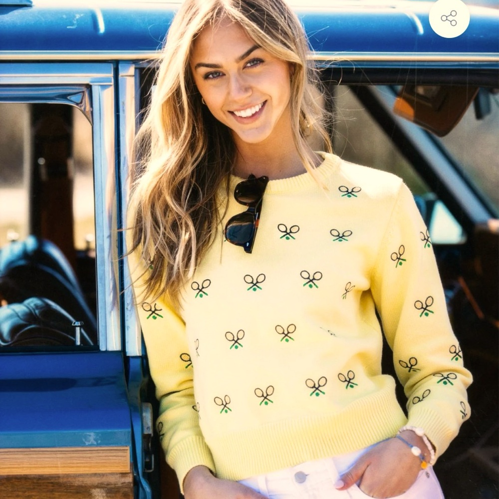 Kiel James Patric East Coast Racquet Sweater In Lemon Sorbet Color Size M